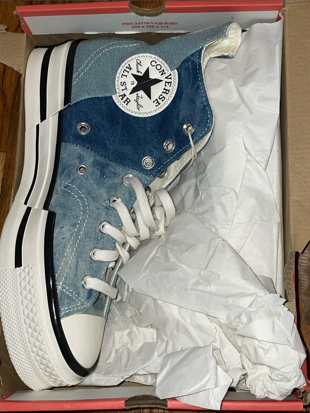 NEW Chuck 70 Plus Distressed Denim Converse Denim Patchwork High Top - 10 W 8 M - Picture 6 of 13